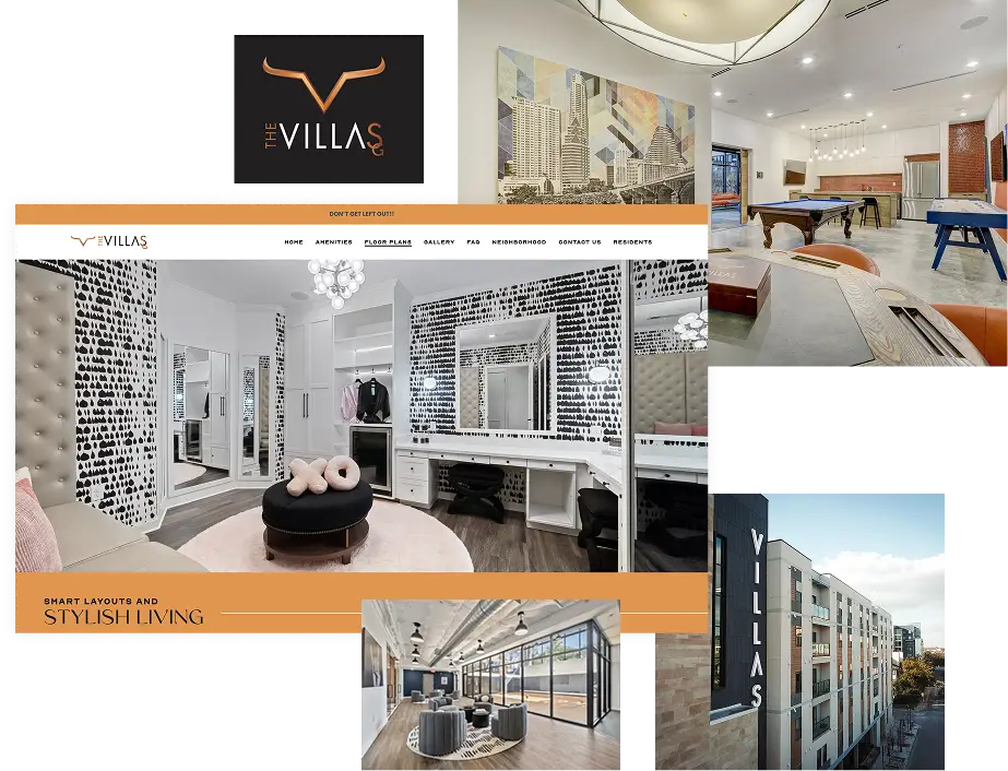Villas San Gabriel website and interior campaign visuals